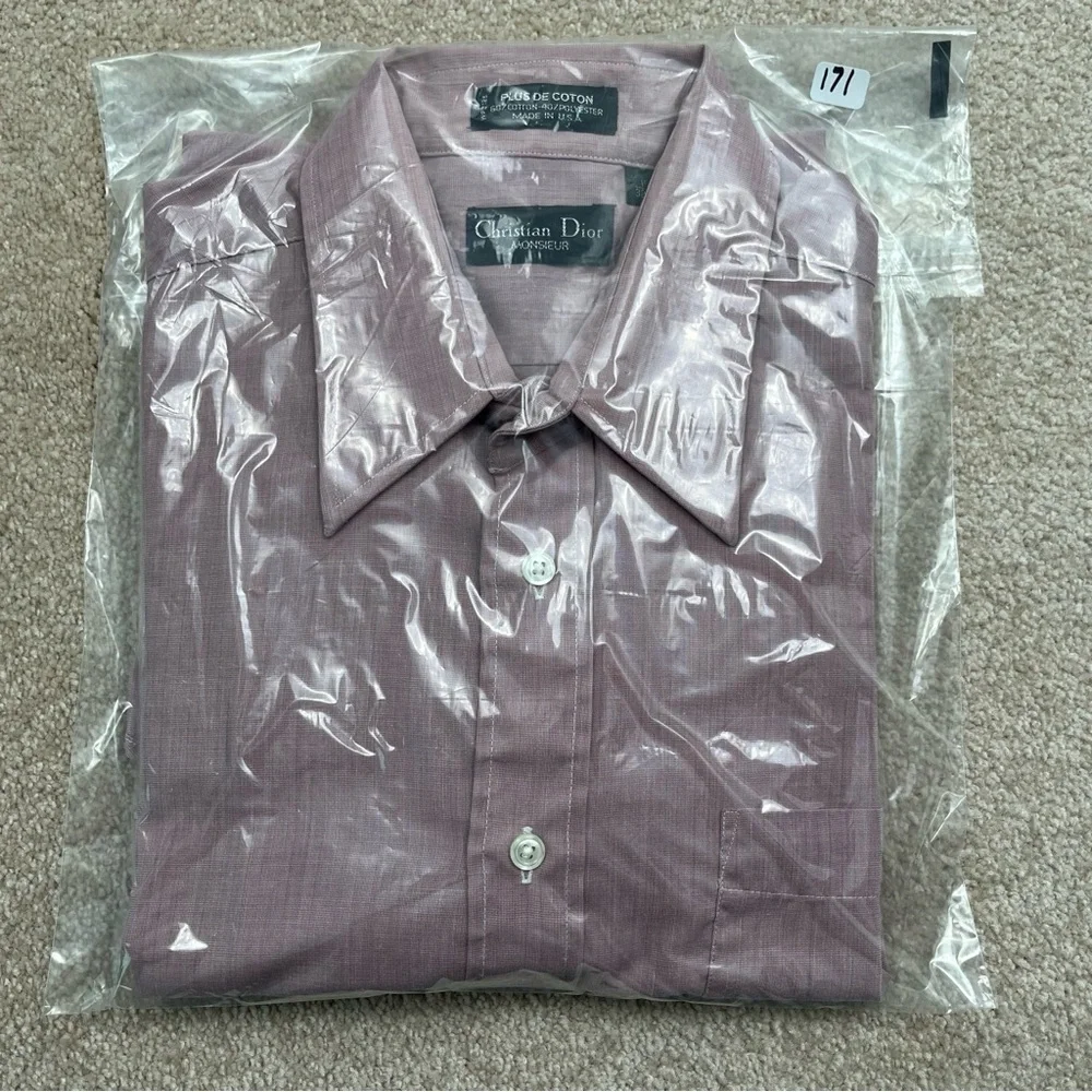 Vintage Christian Dior Shirt Adult Neck 15.5 Pink Button Up Designer Preppy Men - Picture 12 of 12